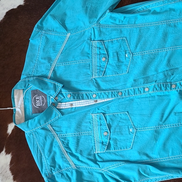 BKE Turquoise Pearl Button Down - Picture 4 of 5